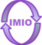 Flechas de color morado como logo del IMIO