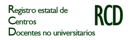 Registro estatal de Centros Docentes no universitarios (RCD)