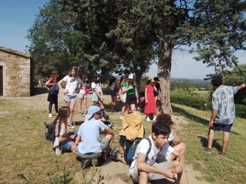 Los alumnos de cinquième disfrutando del viaje.