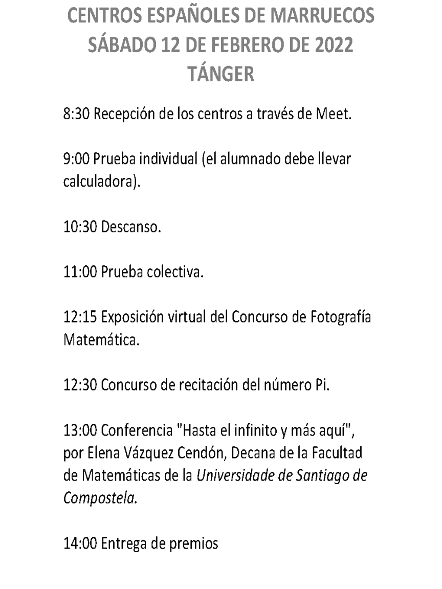 Programa de la XXIV Olimpiada Matemática de los centros españoles en Marruecos