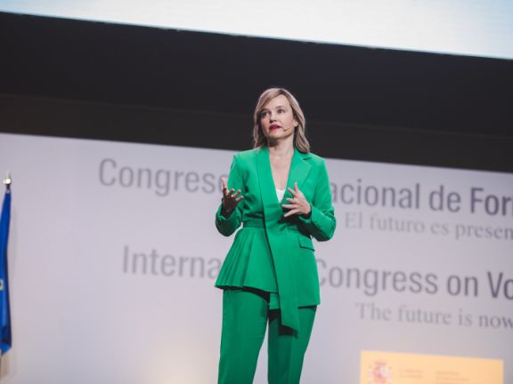 La ministra durante su intervención en el Congreso de FP