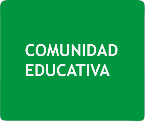 Botón de color verde con las palabras comunidad educativa