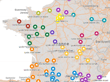 Centros Bachibac en Francia (mapa interactivo)