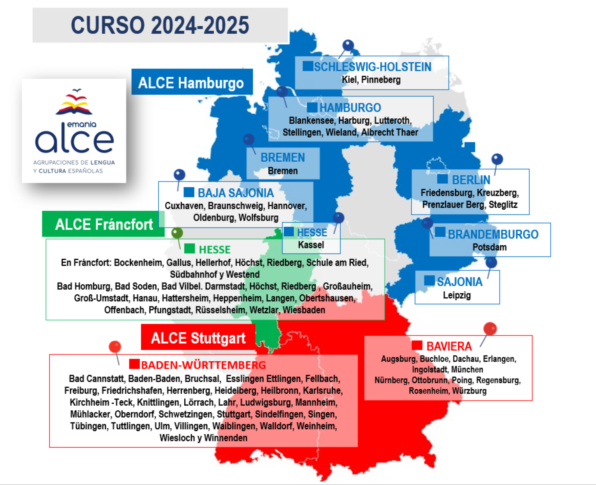 Aulas de las Agrupaciones de Lengua y Cultura Españolas en Alemania