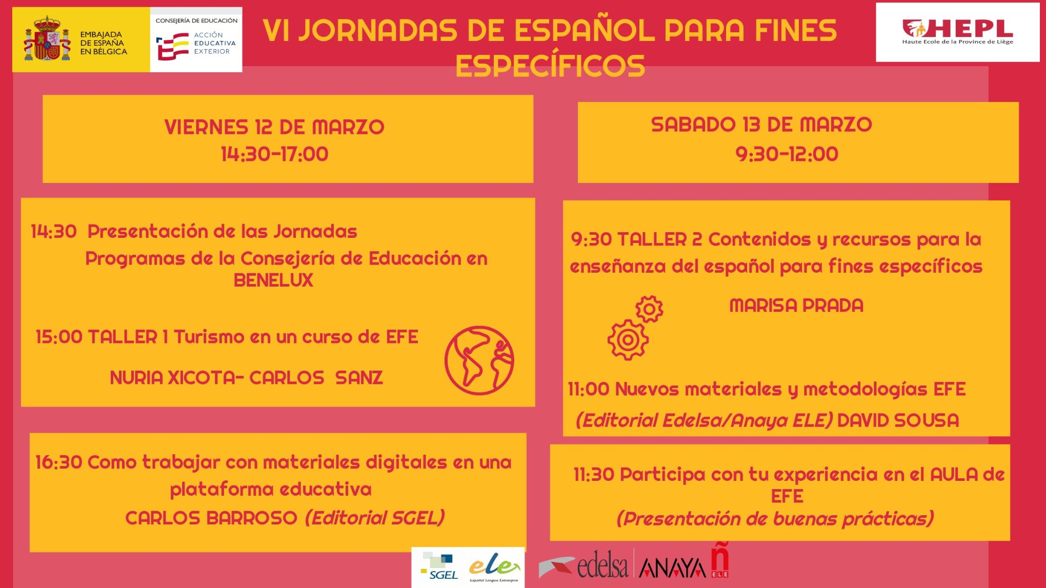 Cartel VI Jornadas de español para fines específicos