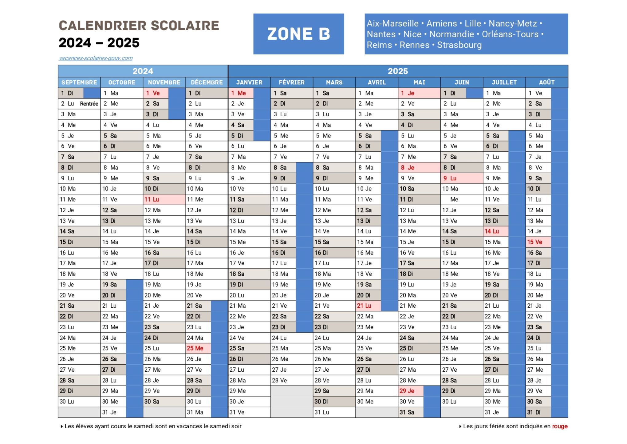 Calendario Escolar Académie Aix-Provence 2023-2024