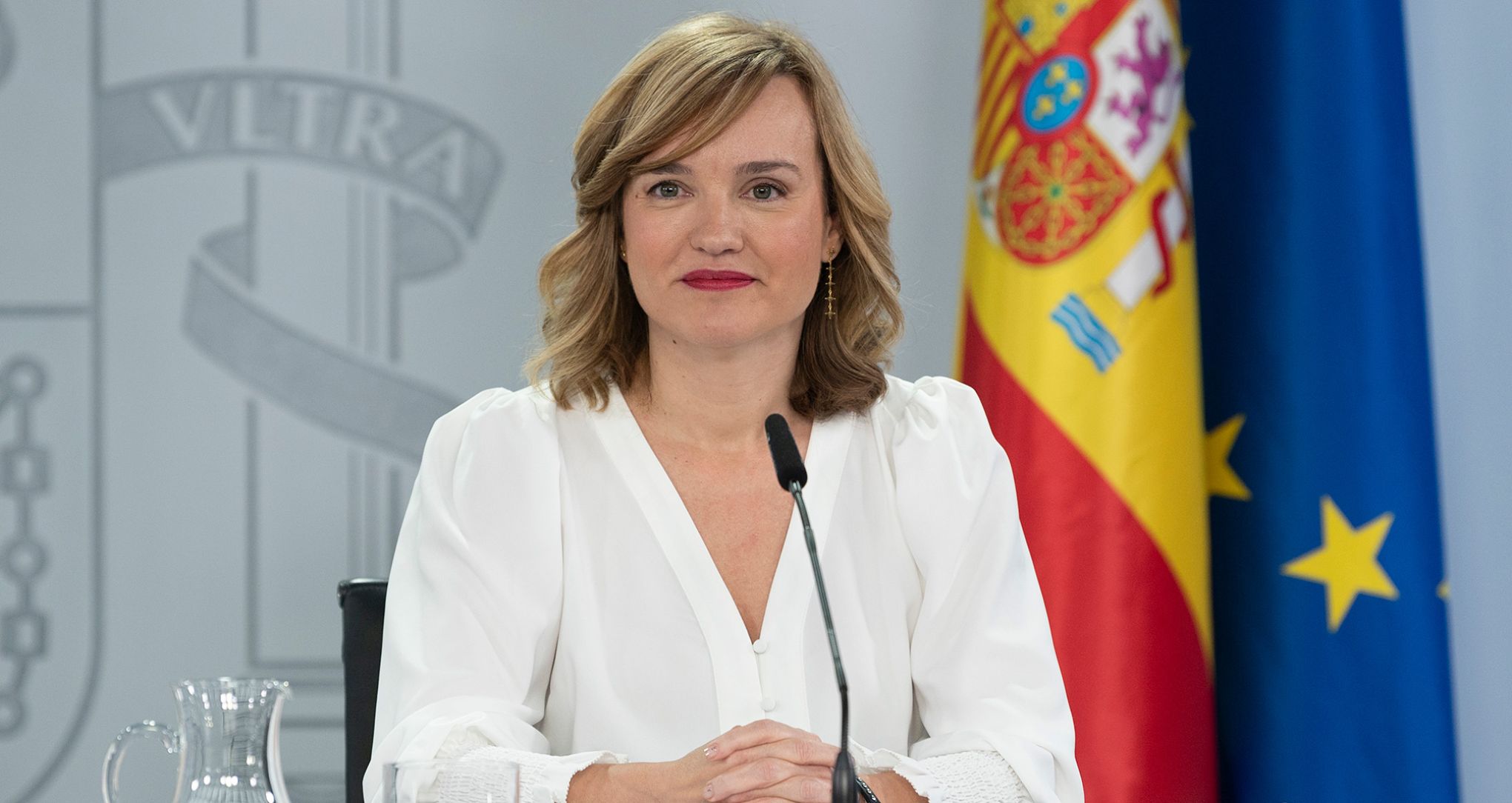 La ministra Pilar Alegría en la rueda de prensa postrior al Consejo de Ministros