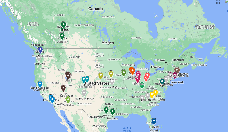 Mapa ISA Estados Unidos y Canadá