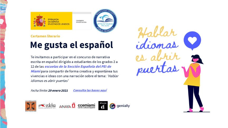 Cartel certamen literarion "Me gusta el español"