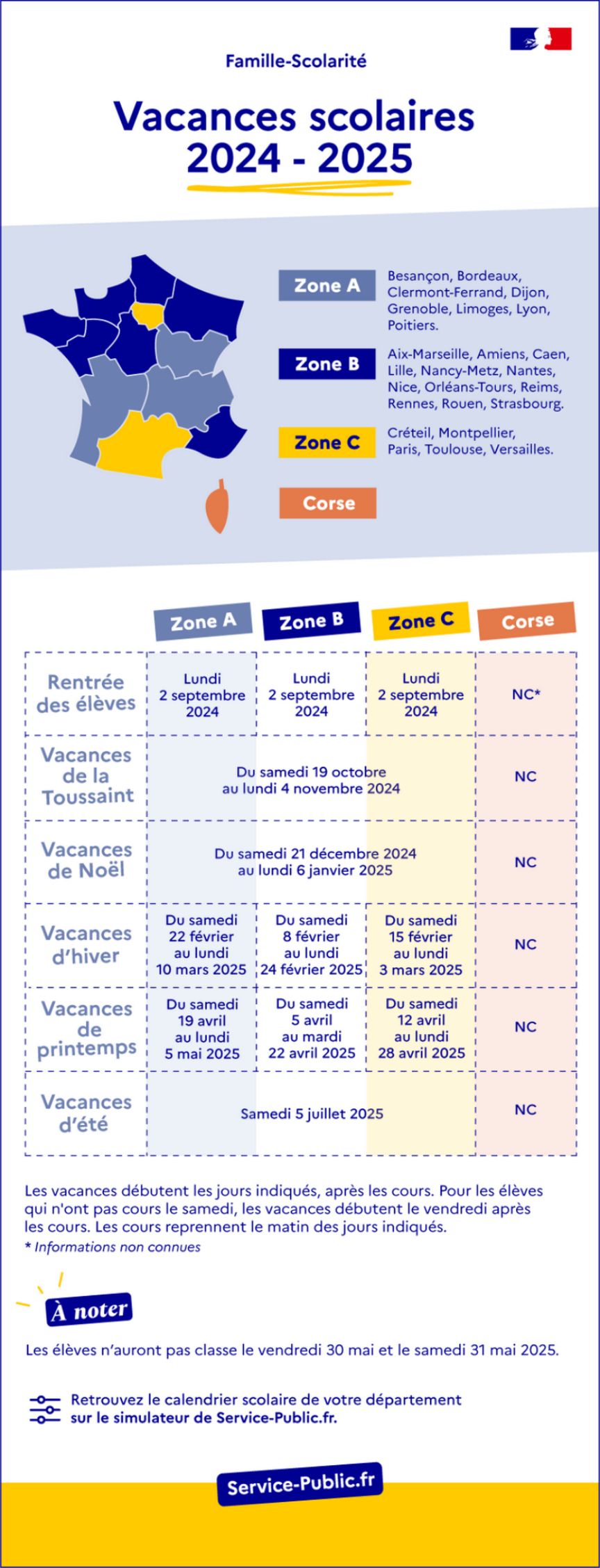 Calendrier scolaire 24-25