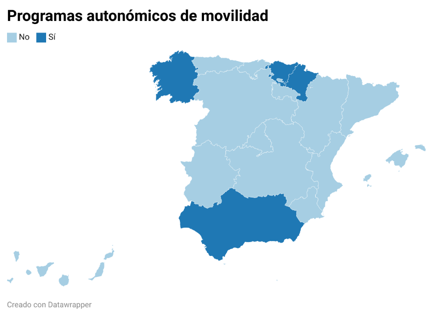 mapa CCAA con ayudas propias a la movilidad internacional