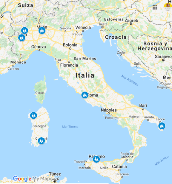 Mapa Secciones Españolas en Italia