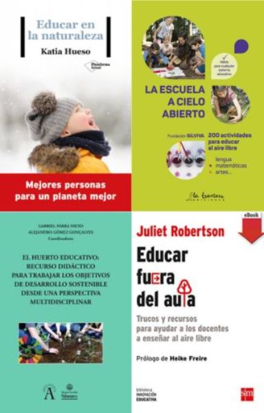 Cubiertas de libros sobre la temática de aprendizaje al aire libre