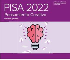 Imagen Portada del Informe Pisa 2022 una bombilla en tonos rosas y morados