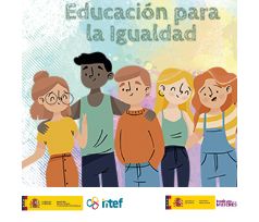 Ilustracion de grupo de chicos y chicas con el titulo de educación para la igualdad