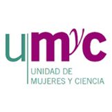 logo de la unidad de mujeres y ciencia con las iniciales del nombre